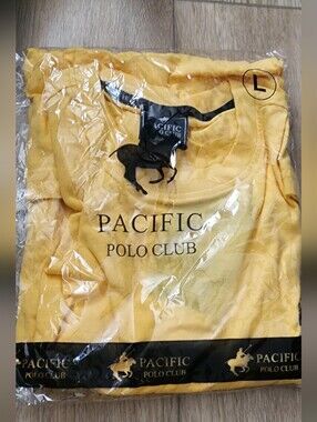 Pacific Polo Club Short Sleeve Cotton Tee Shirt Logo Men Size L , Choose Color!